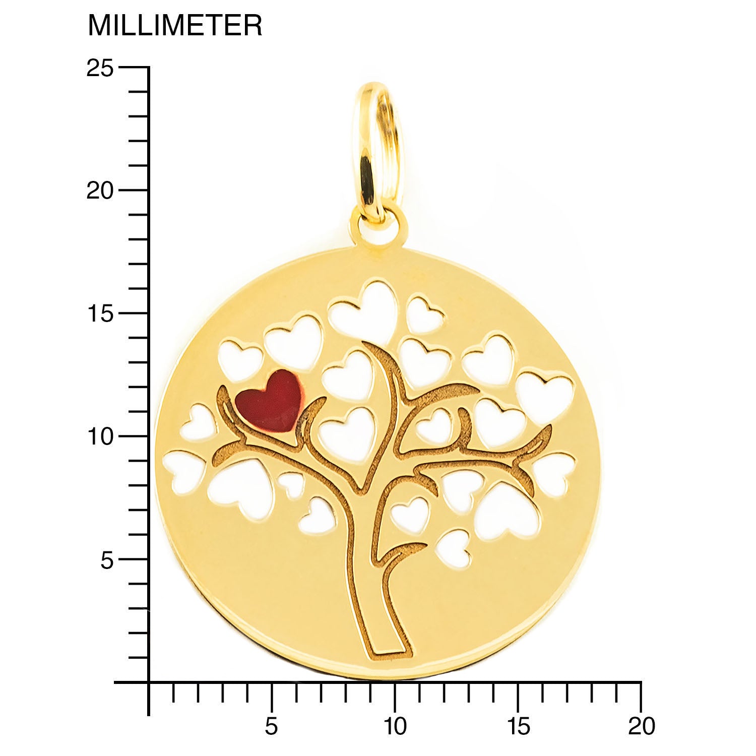 Colgante Oro arbol de la vida con corazones (9kts)