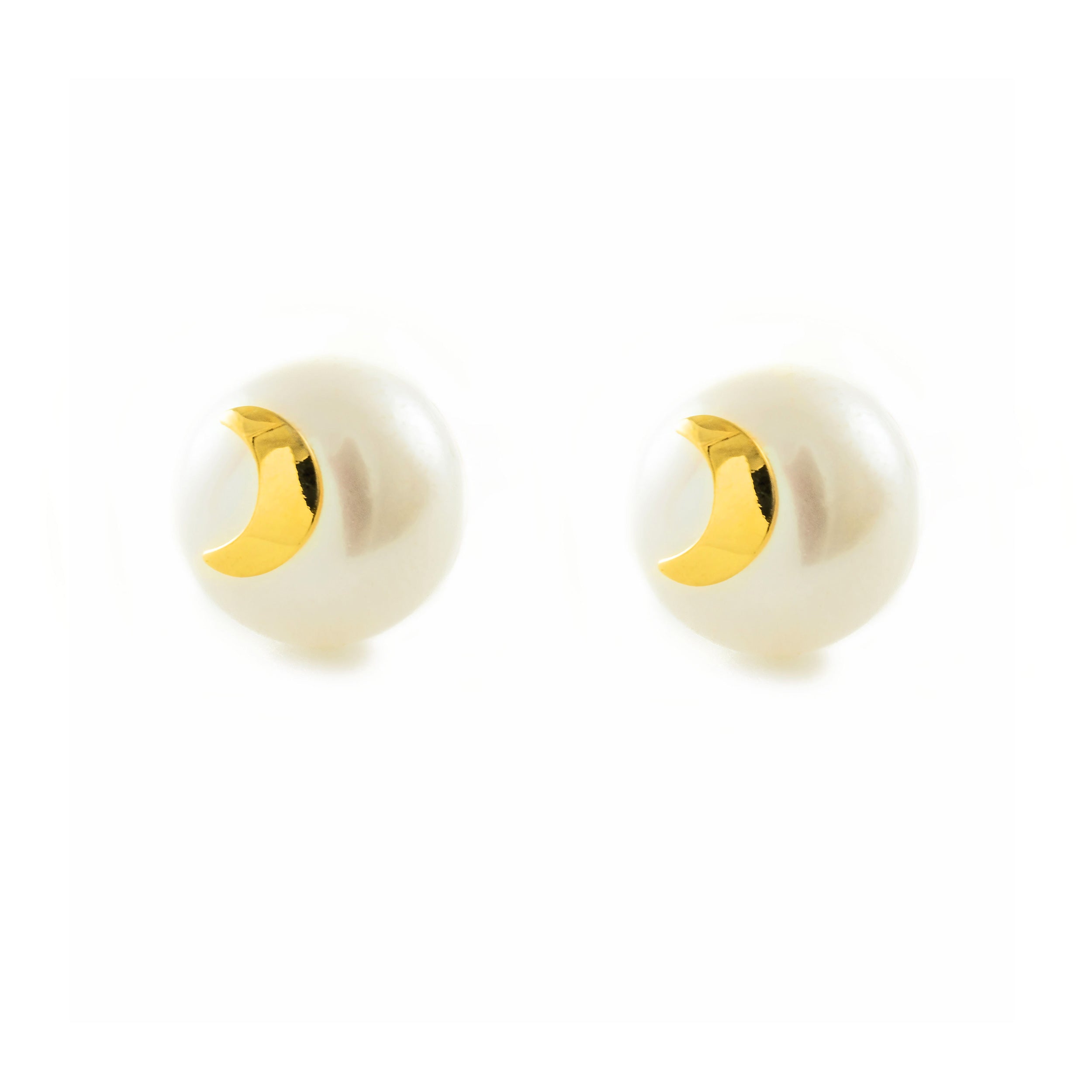 Pendientes Niña Oro Amarillo 18K Perla Botón 7 mm Luna Brillo