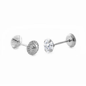 Pendientes Plata niña Garra con circonita 4 mm