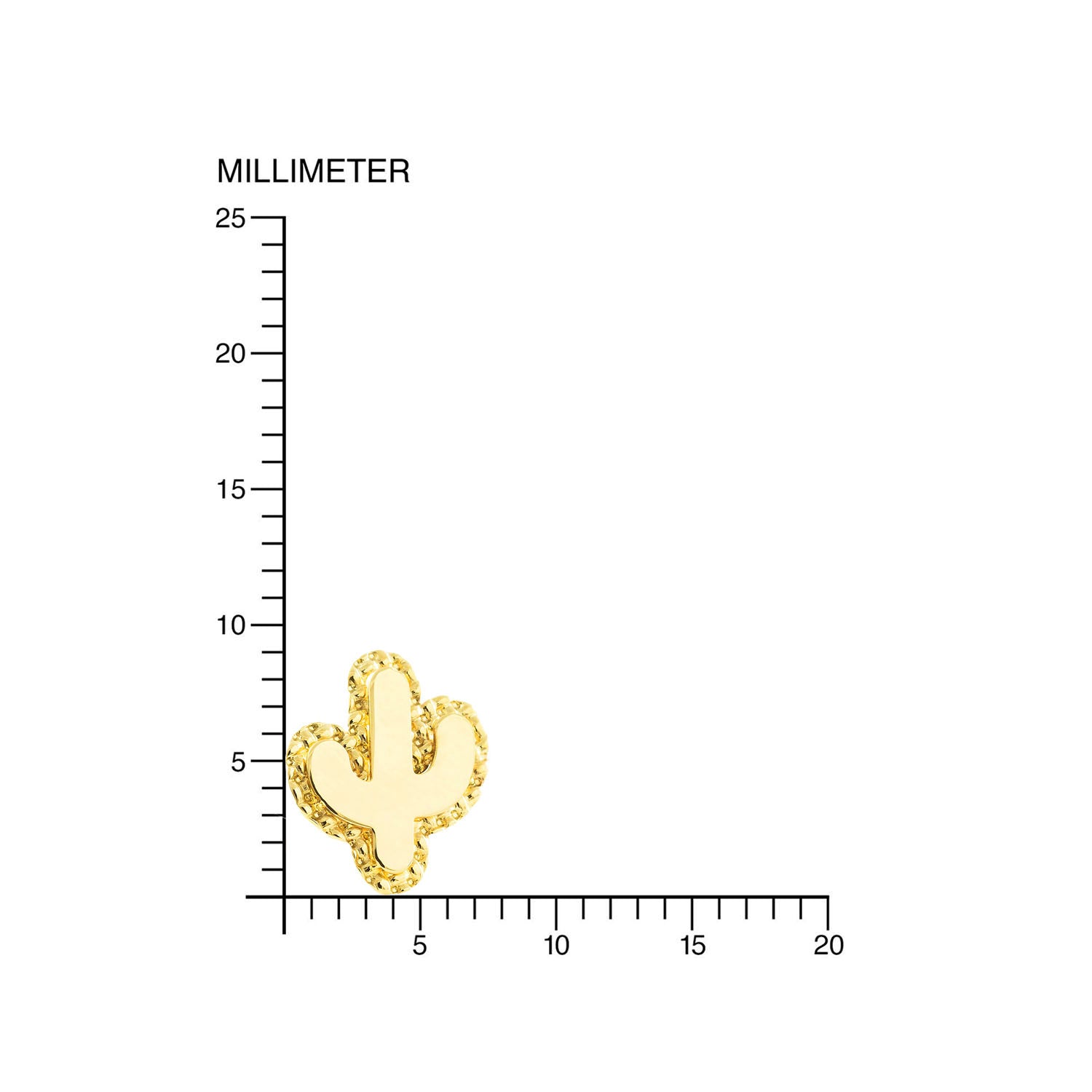 Pendientes oro niña cactus con texturas (9Kts)