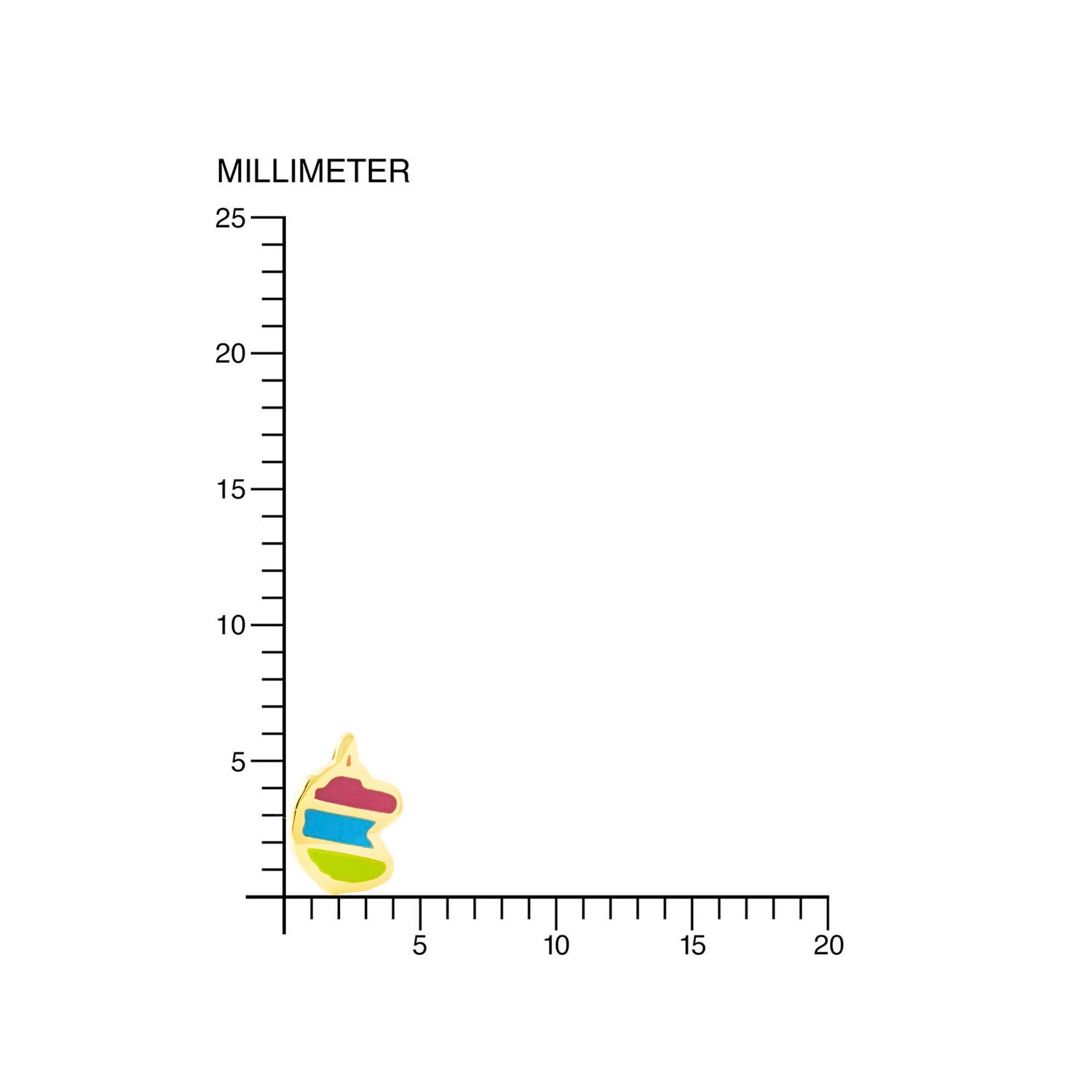 Pendientes Oro Niña Unicornio Esmalte franjas (9kts)
