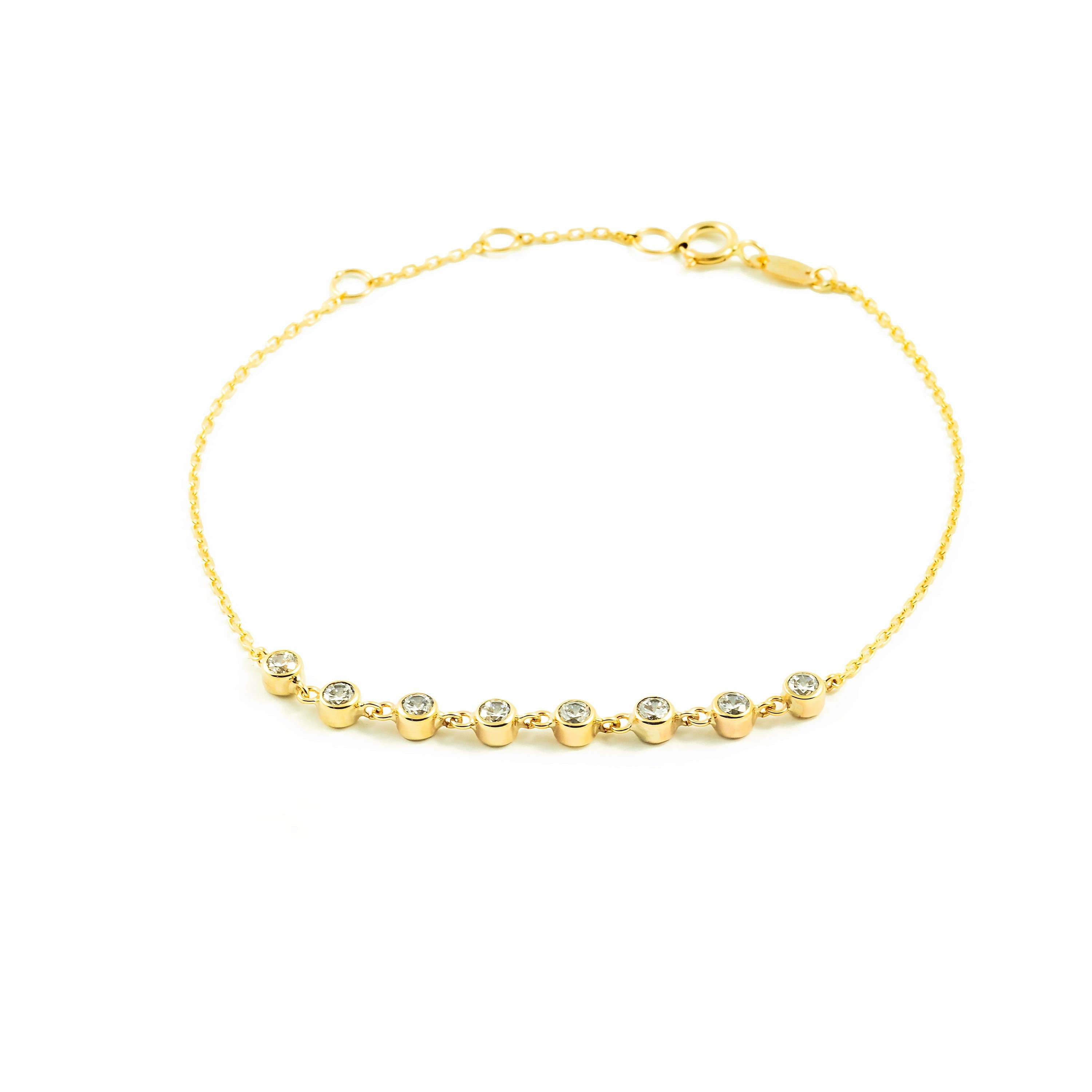 Pulsera Mujer Oro Amarillo 9K Circonitas Brillo 18 cm