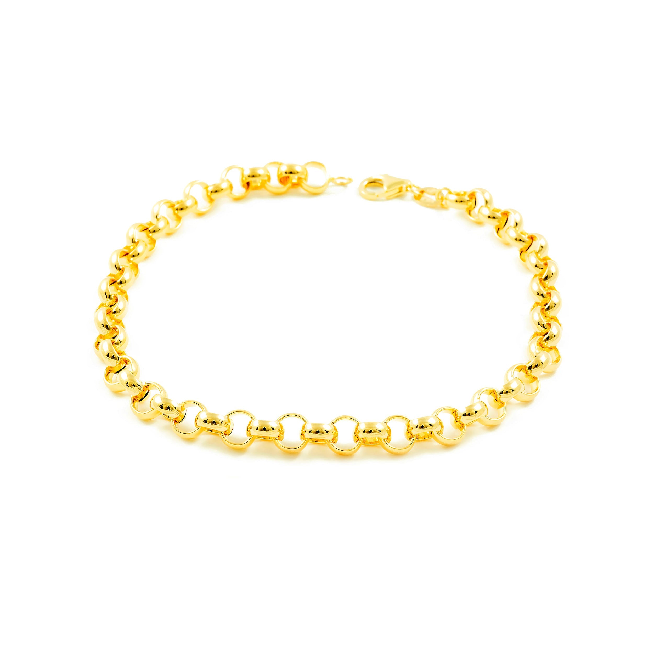 Women's Bracelet 18K Yellow Gold Rolo (6.5 mm) Shiny 20 cm