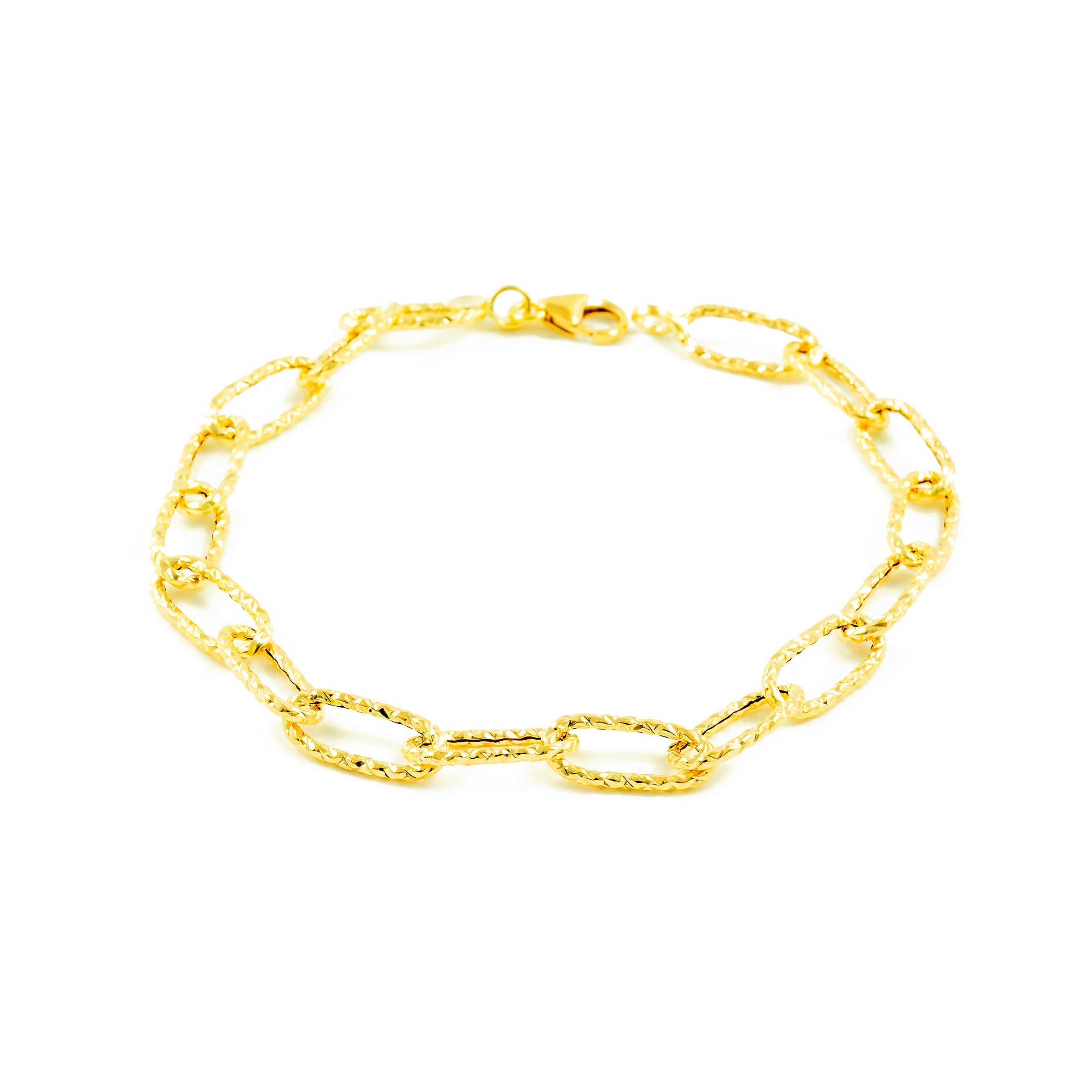 18K Yellow Gold Women's Bracelet Textured Fantasy 20 cm