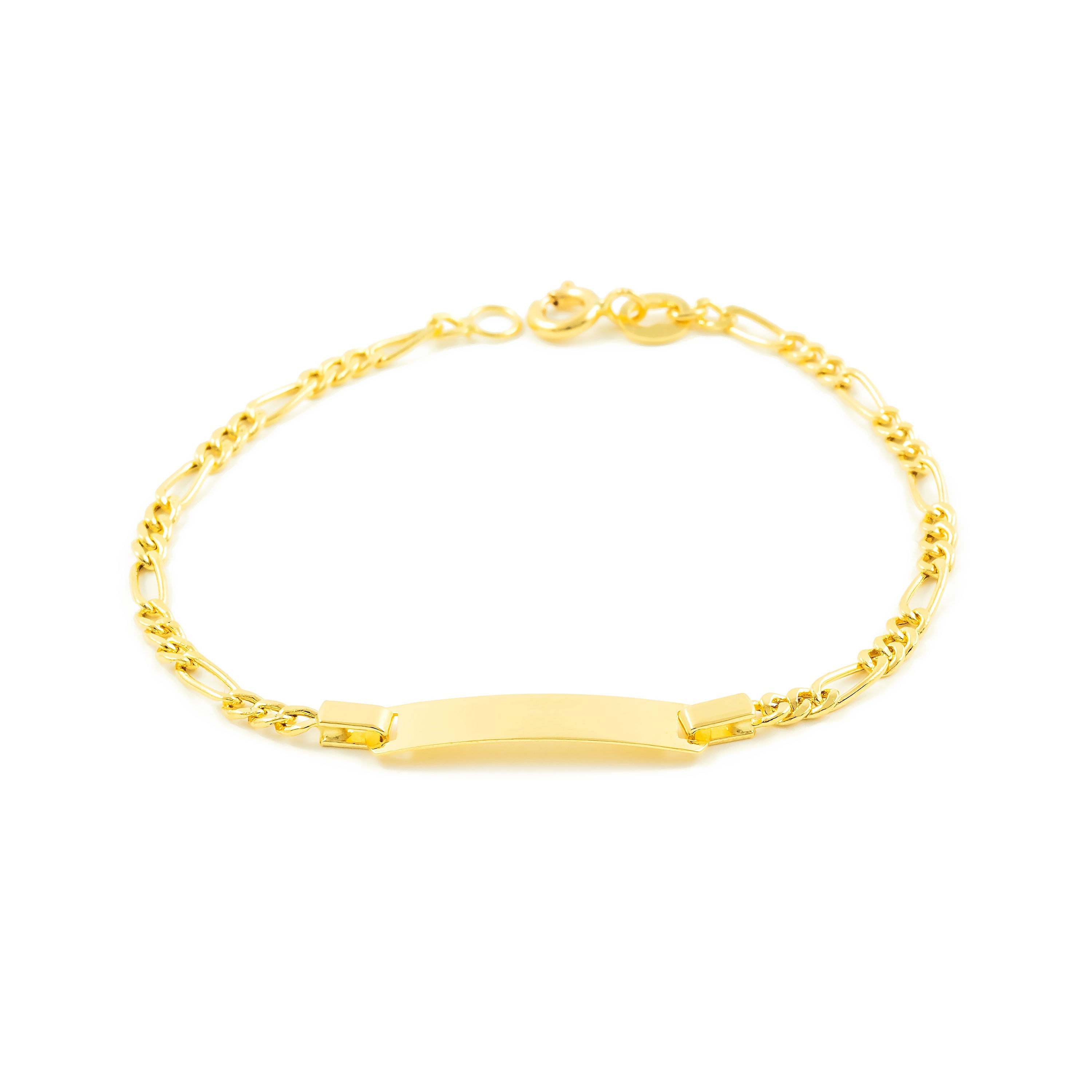 Girl's Bracelet 18K Yellow Gold Personalized Bearded Slave 3x1 Shine 14 cm