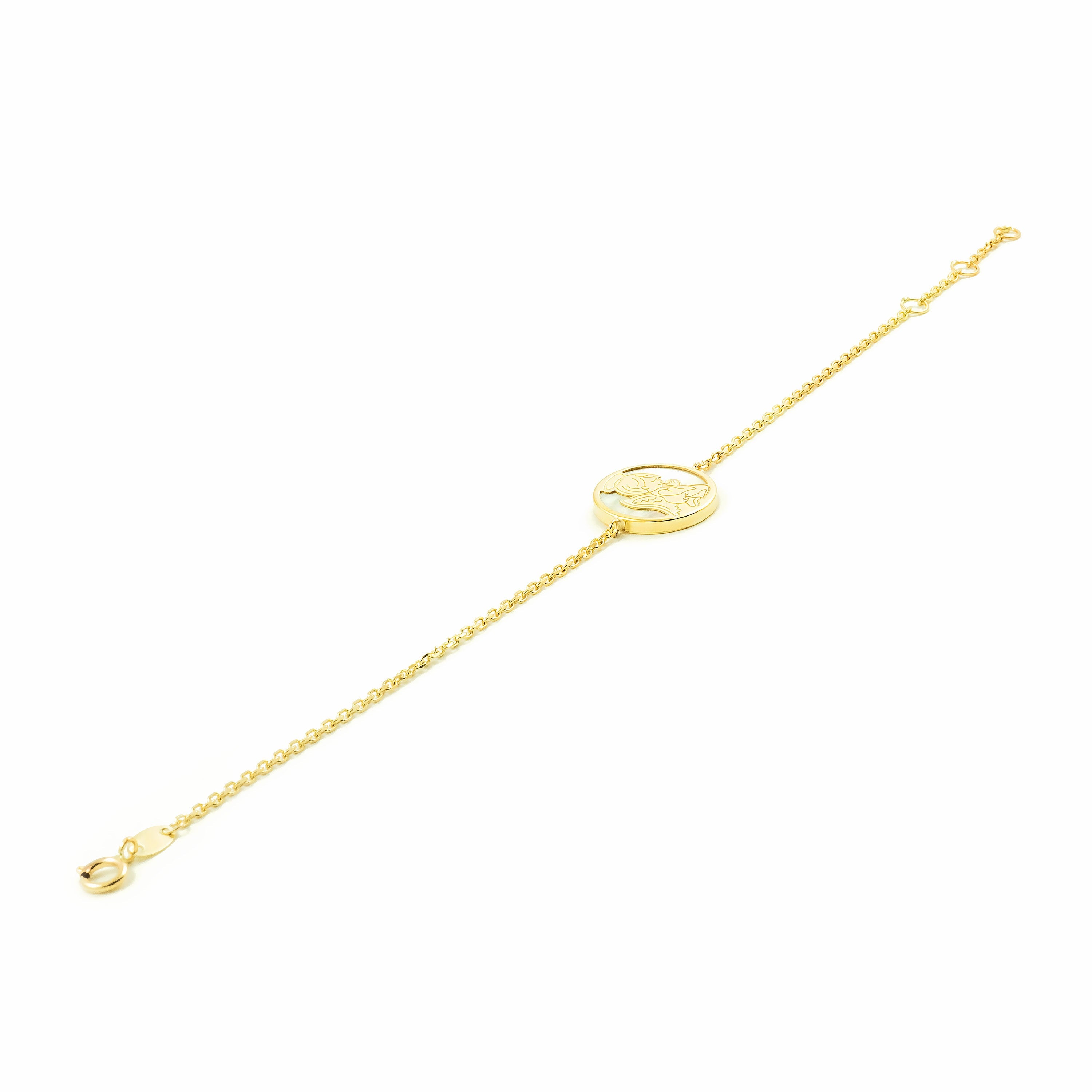 Pulsera oro angelito con nacar (9Kts)