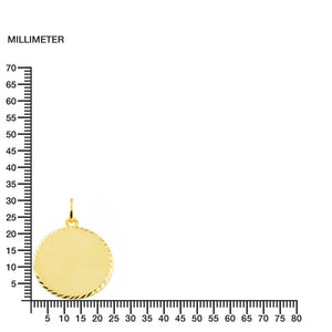 Colgante Oro redondo brillo grabado (9kts)