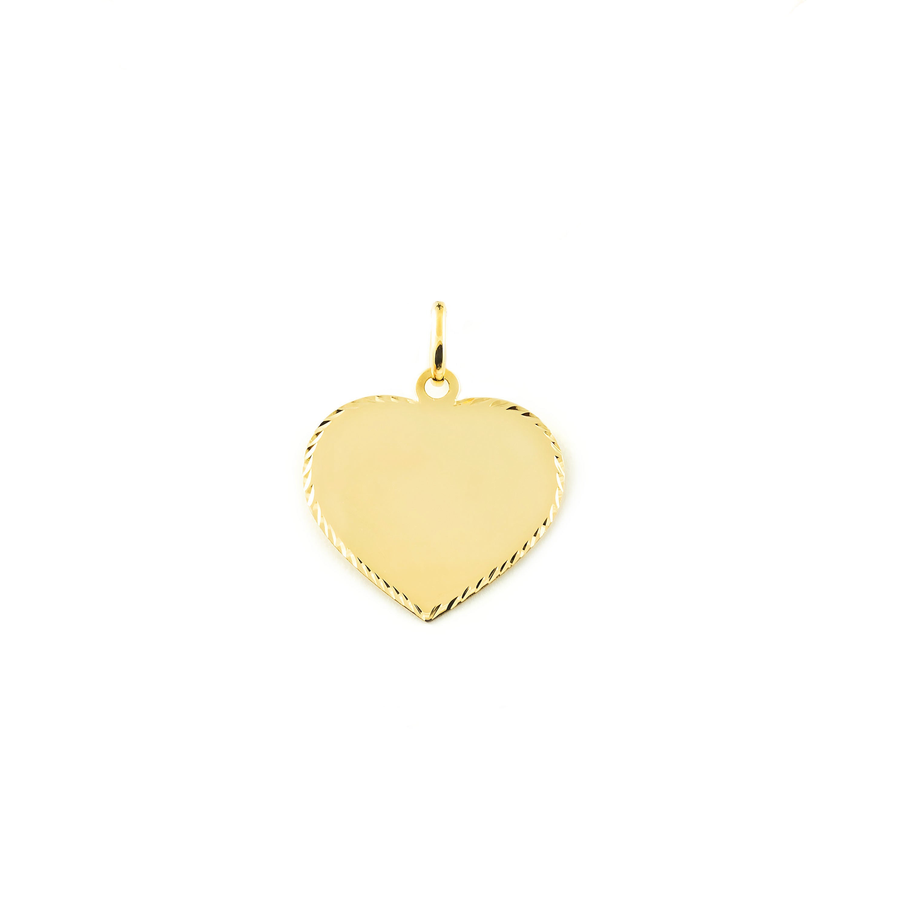 Personalized 9K Yellow Gold Medal Heart Shine and Texture 22 x 22 mm