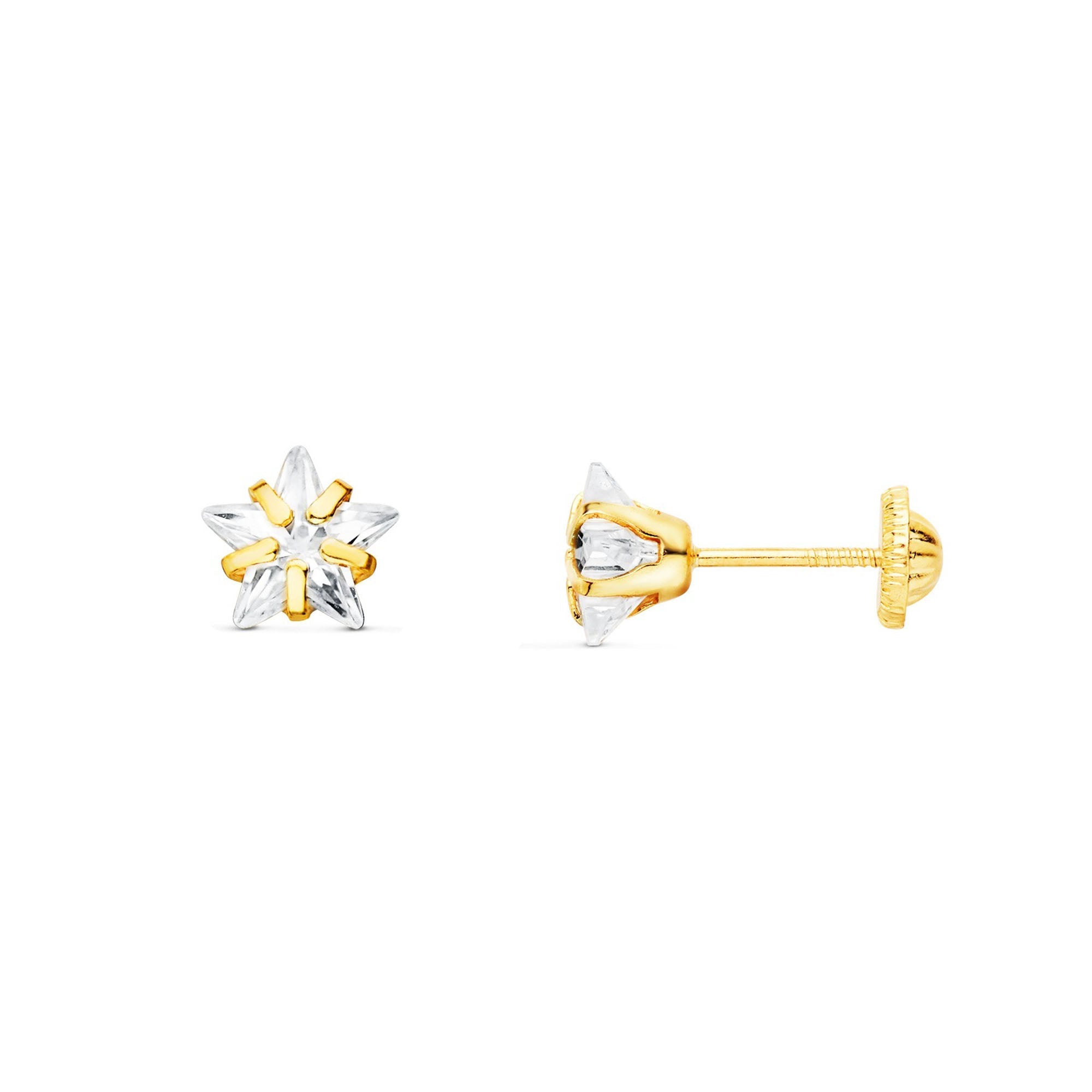 Pendientes oro amarillo Bebe de estrella en garra