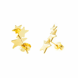 Pendientes oro amarillo trepador estrellas con facetas (9 Kts)