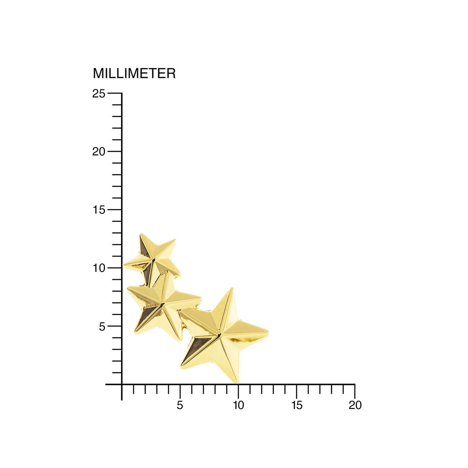 Pendientes oro amarillo trepador estrellas con facetas (9 Kts)