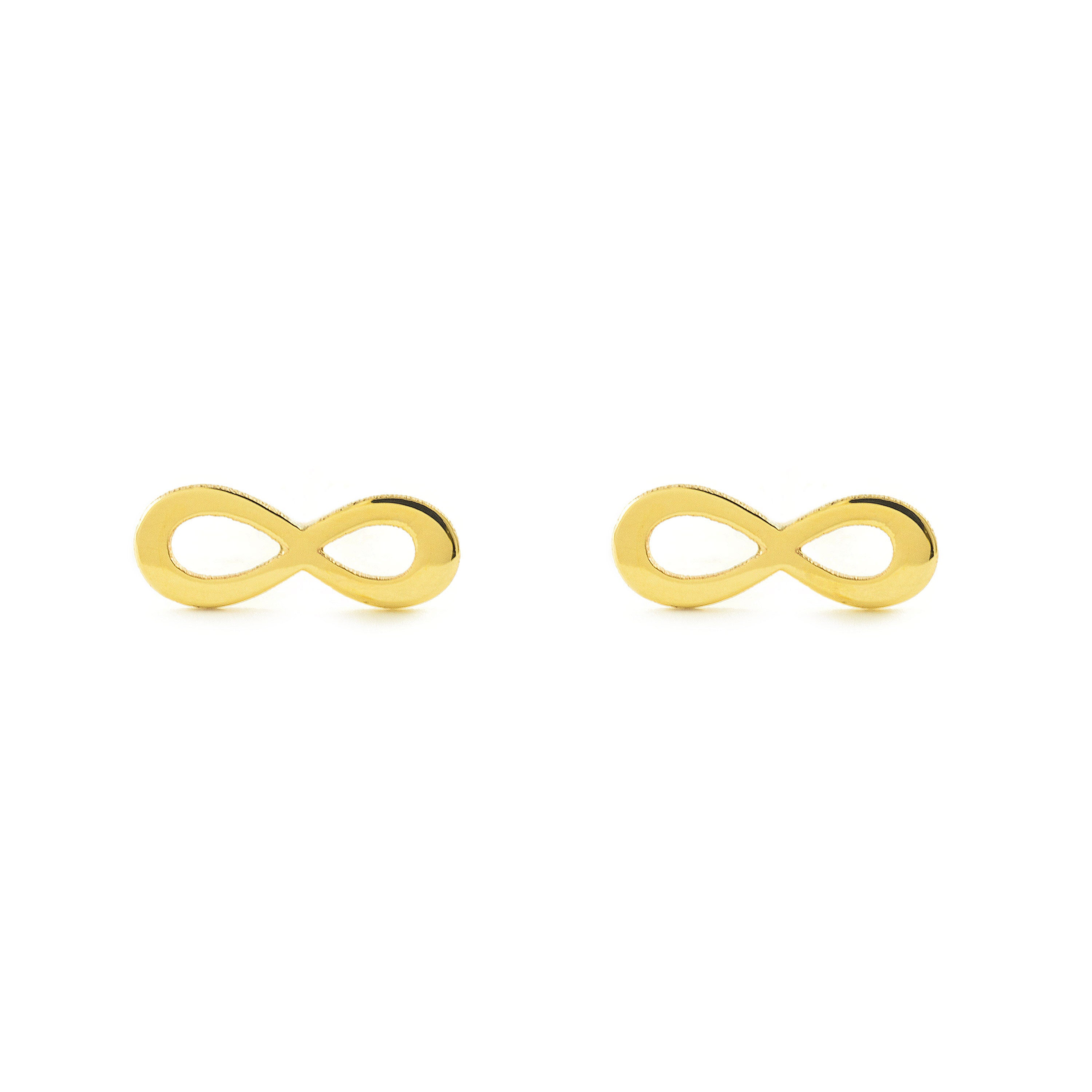 Women's-Girl's Earrings 9K Yellow Gold Smooth Infinity Shine