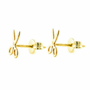 Pendientes oro amarillo niña tijeras lisas