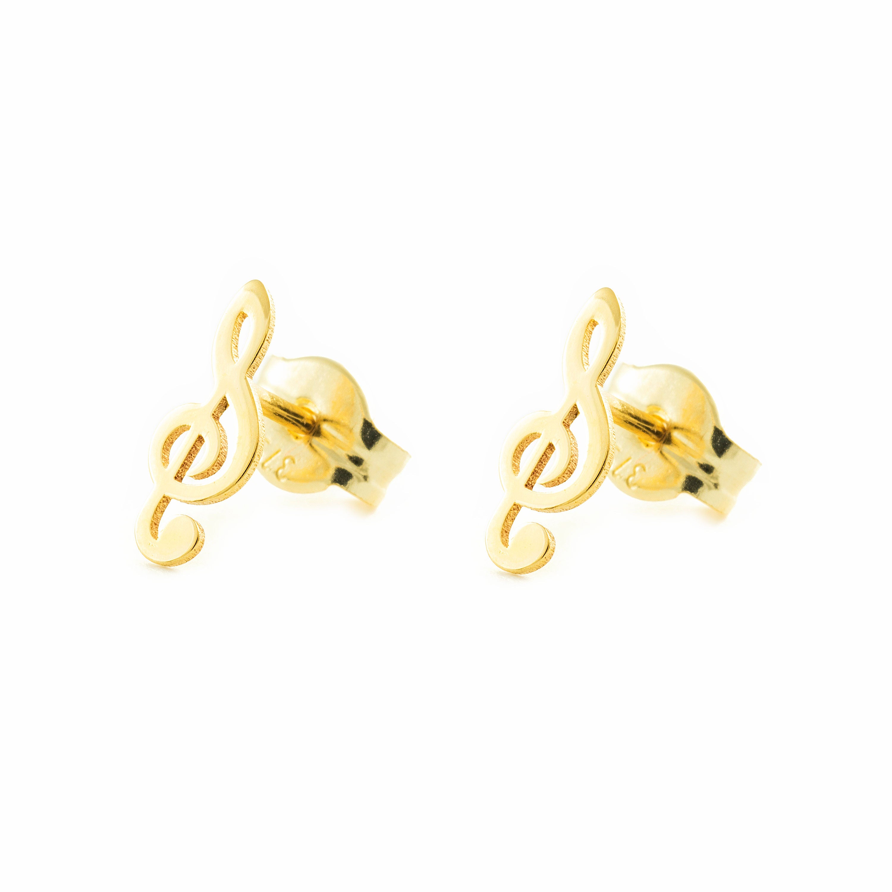 Pendientes Niña Oro Amarillo nota musical