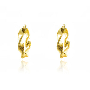 Pendientes Oro Mujer Aro Reliado Greca Textura 28x5 mm