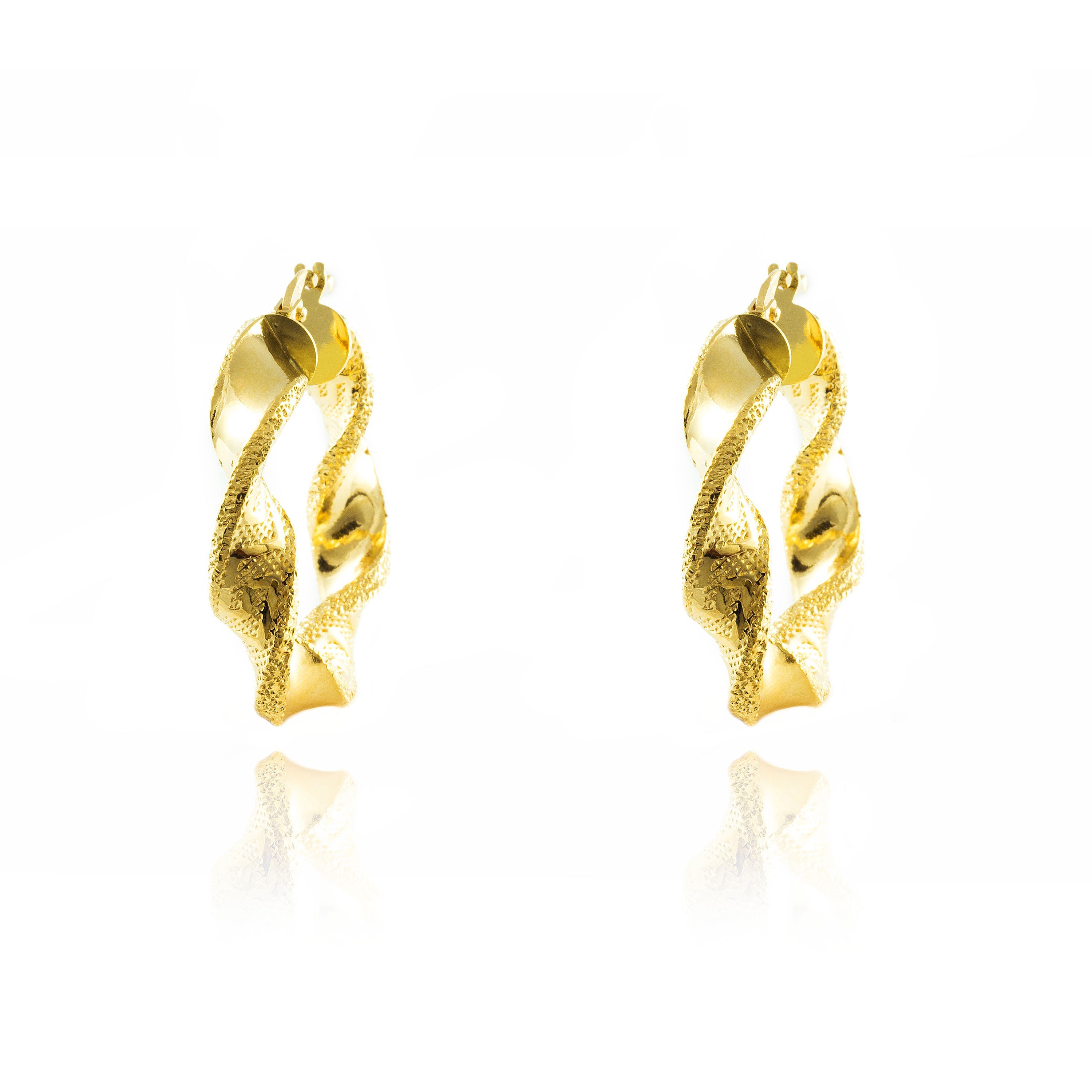 Pendientes Oro Mujer Aro Reliado Greca Textura 38x5 mm