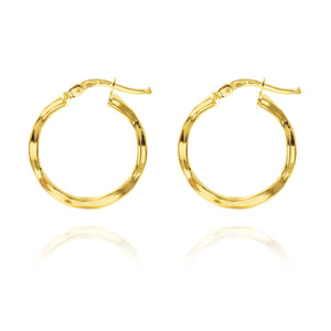 Pendientes Mujer Oro Aros ondulados mate y brillo 20(15)x3 mm