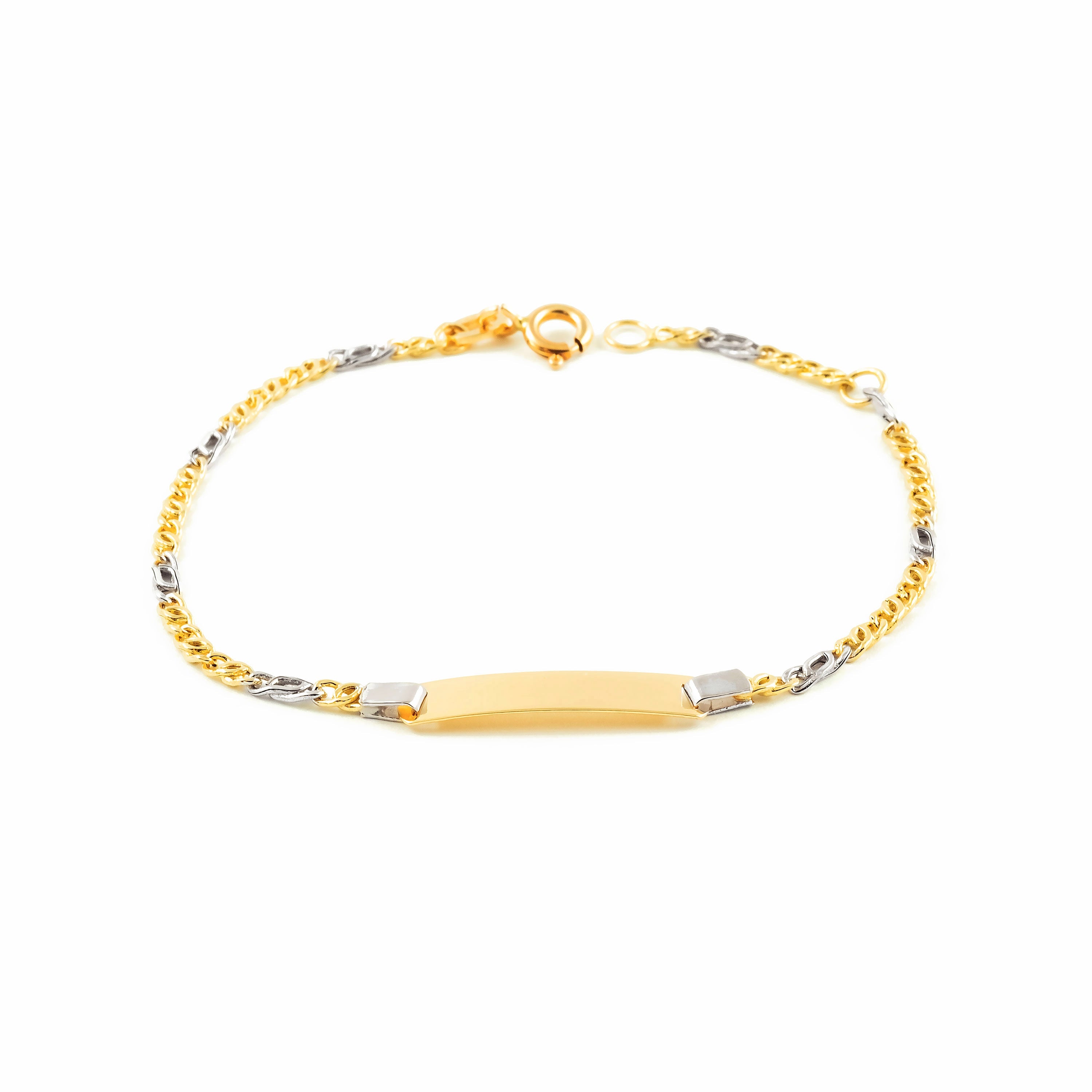 Personalized 18K Two-Tone Gold Girl's Bracelet Shiny Slave 14 cm