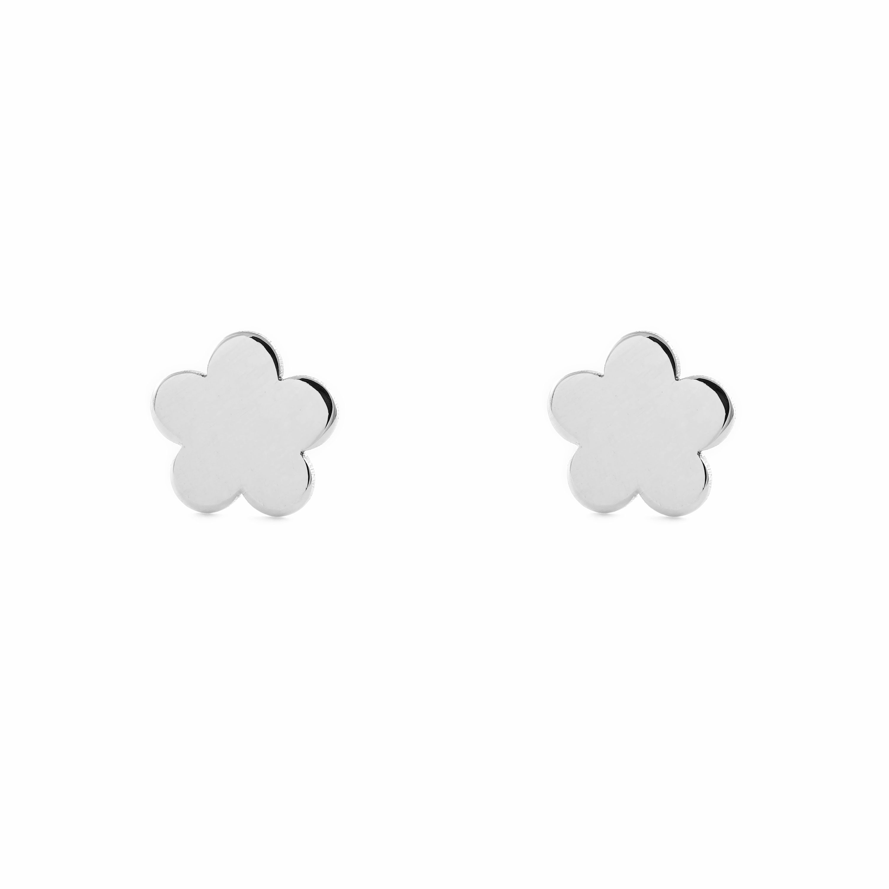 Shiny Flower Sterling Silver Earrings