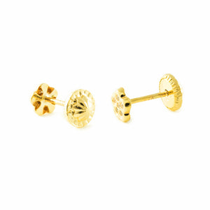 Pendientes oro amarillo Niña mini flor con Circonitas (9 Kts)