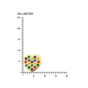 Pendientes Niña Oro corazón con circonitas multicolor (9kts)