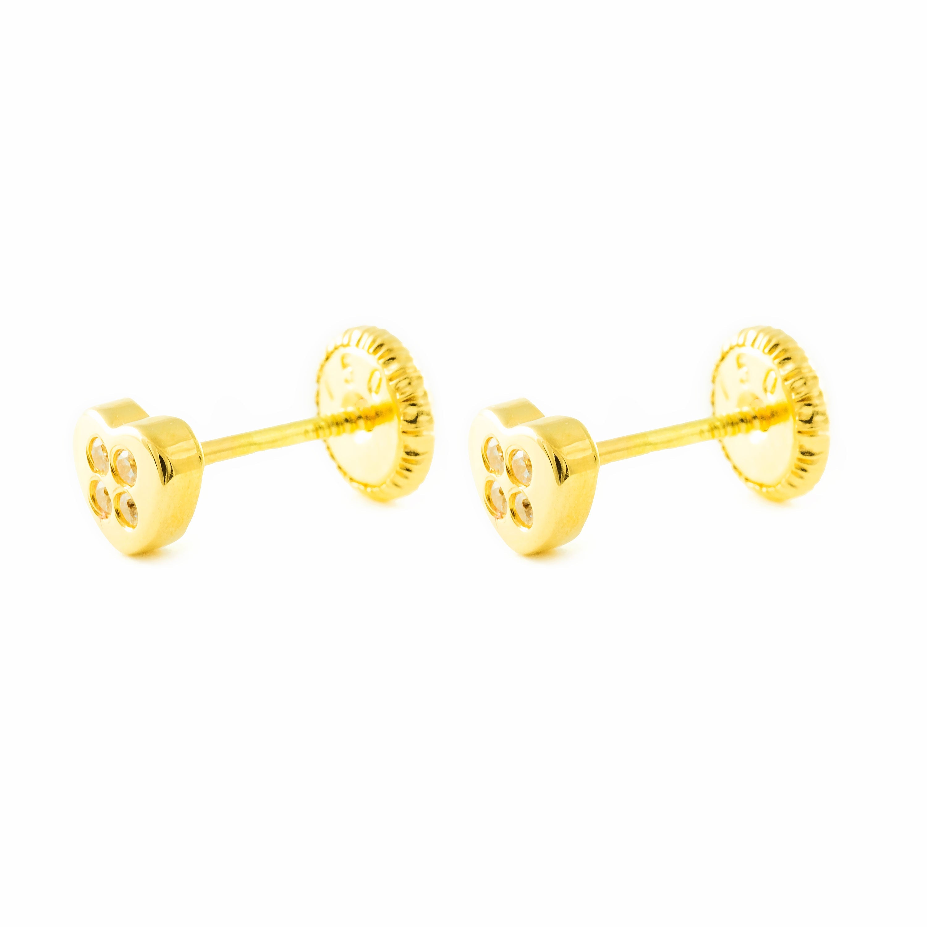 Pendientes Bebe oro amarillo mini Corazon con circonitas  