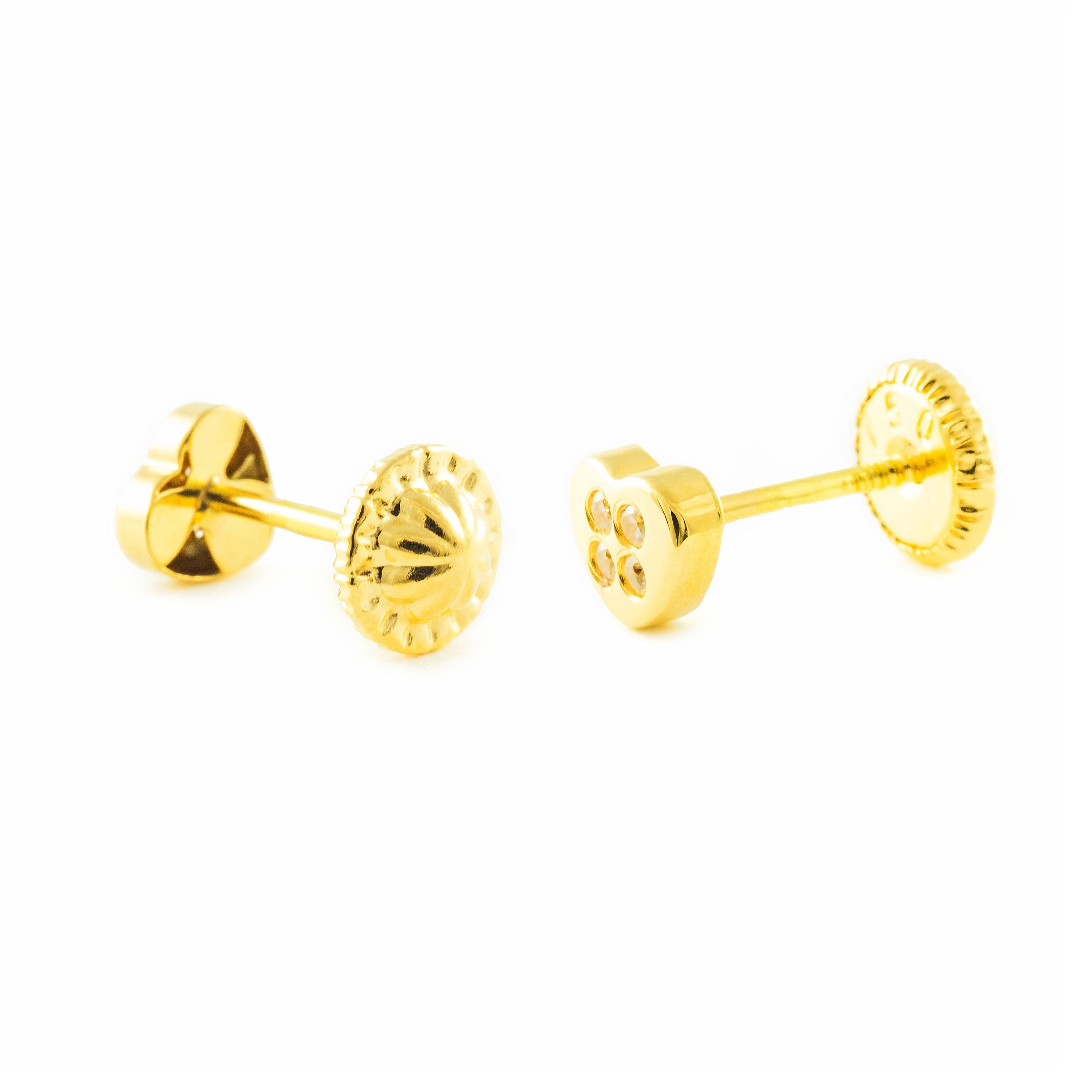 Pendientes Bebe oro amarillo mini Corazon con circonitas  