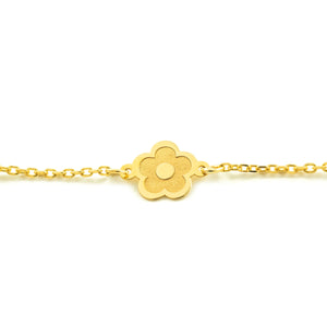 Pulsera Oro amarillo flores mate y brillo con circonitas (9kts)