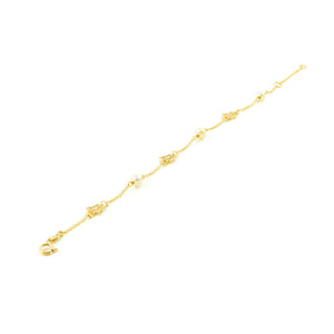 Pulsera Oro estrella mate y brillo con perlas (9kts)