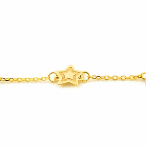 Pulsera Oro estrella mate y brillo con perlas (9kts)