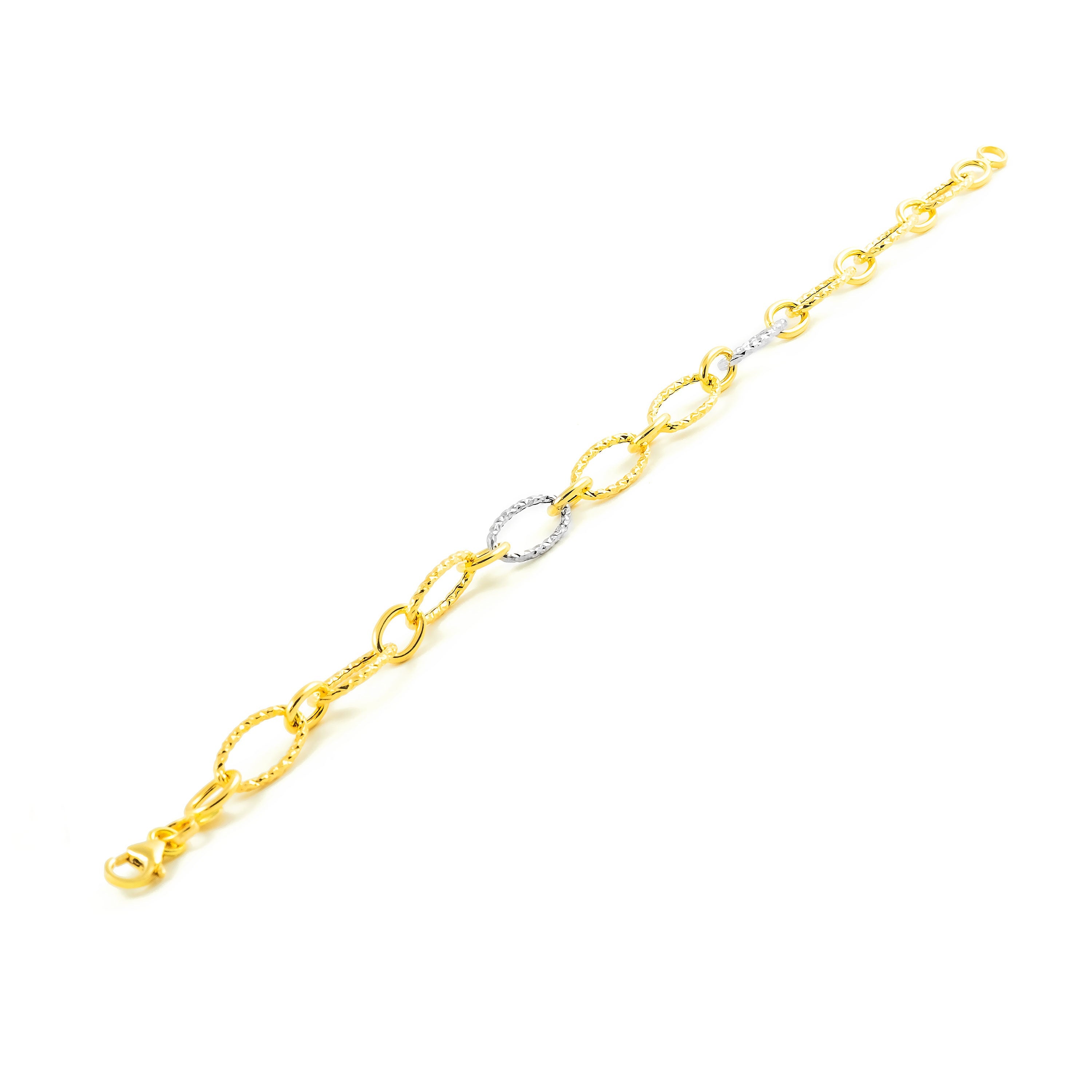 Pulsera Bicolor para mujer Eslabón oval Texturado