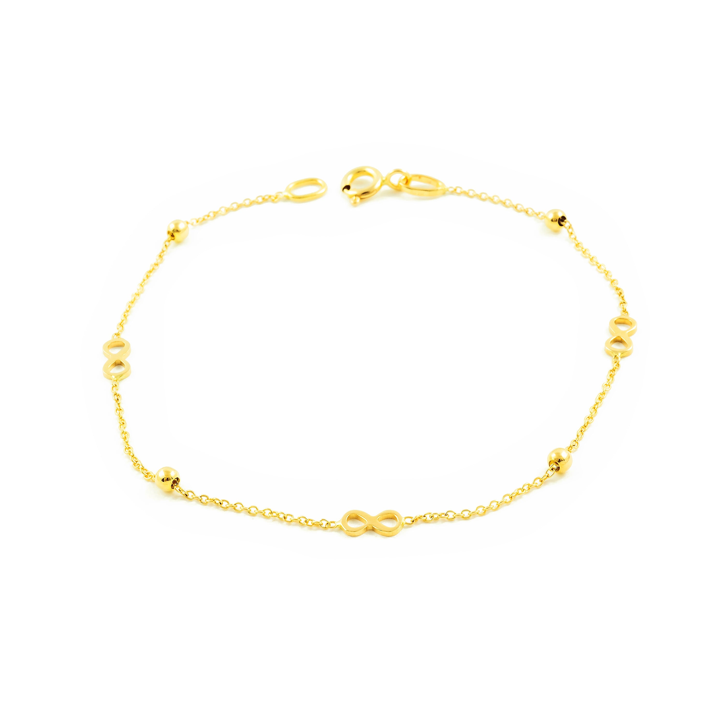 Woman-Girl 18K Yellow Gold Infinity Shine Bracelet 18 cm