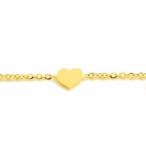 Pulsera oro amarillo con corazones lisos en brillo