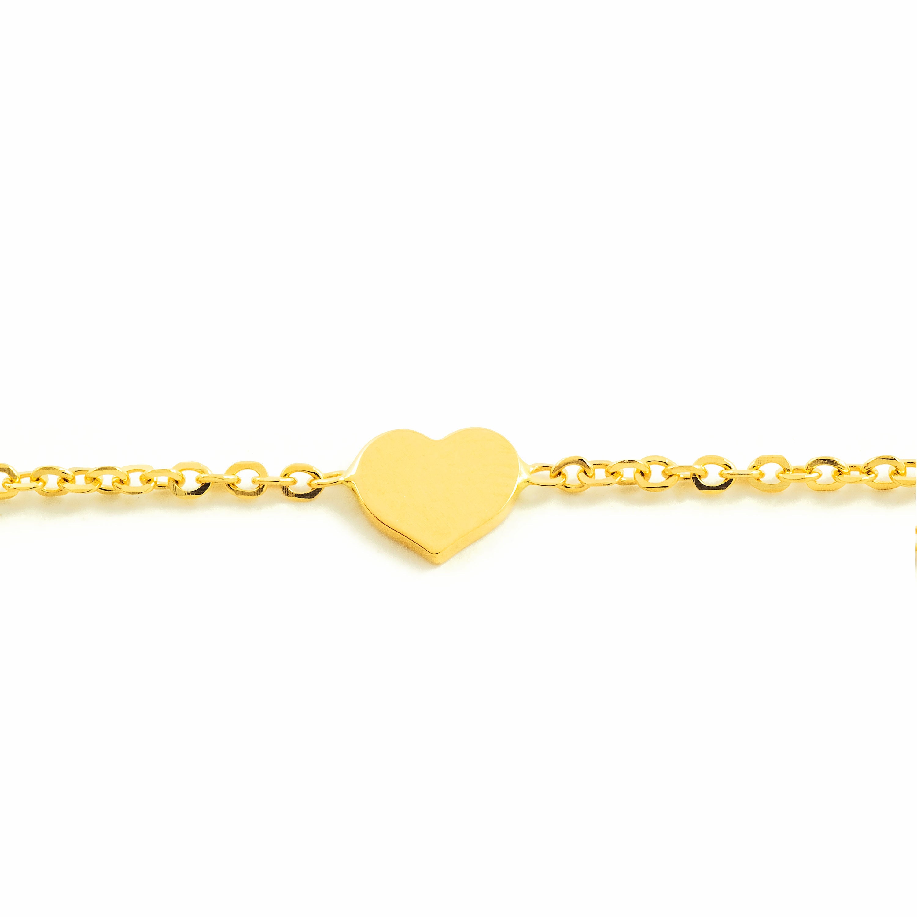 Pulsera oro amarillo con corazones lisos en brillo