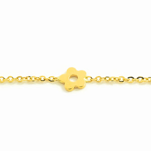 Pulsera oro amarillo margaritas caladas lisas en brillo