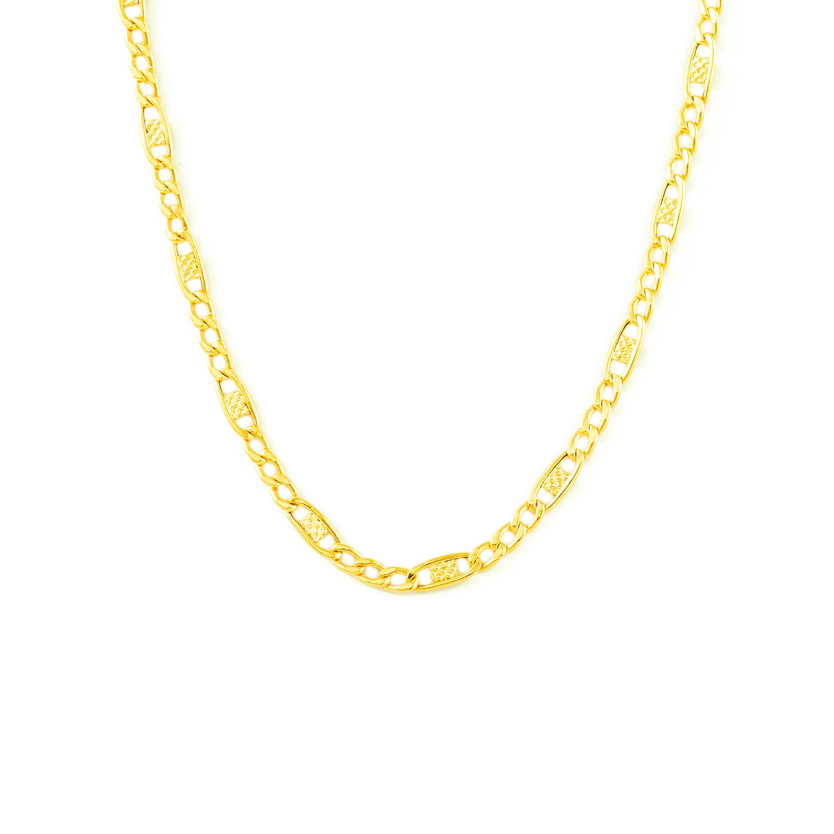 18K Yellow Gold Chain 3x1 textured link