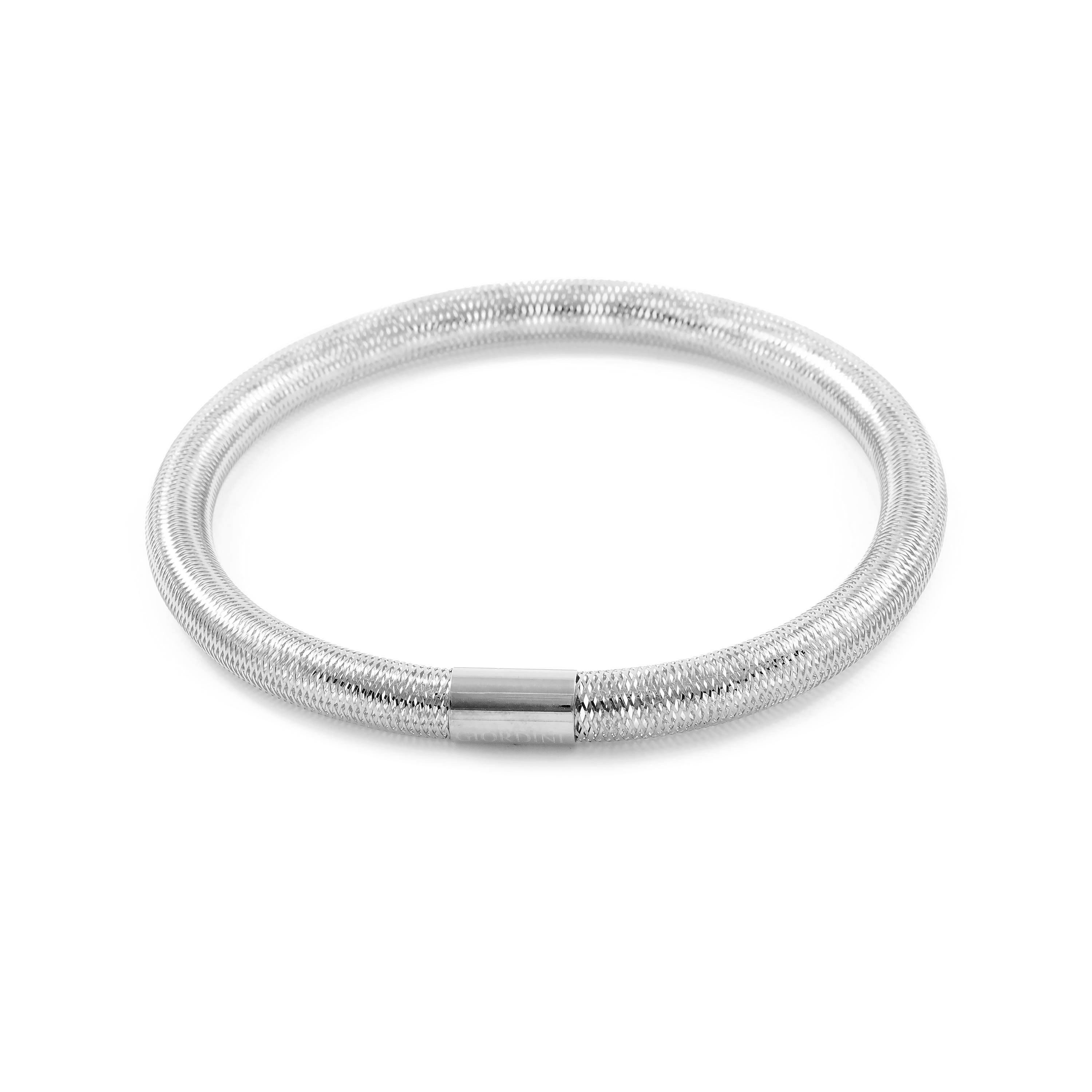 Women's Bracelet 18K White Gold Flexible Shine 6 cm