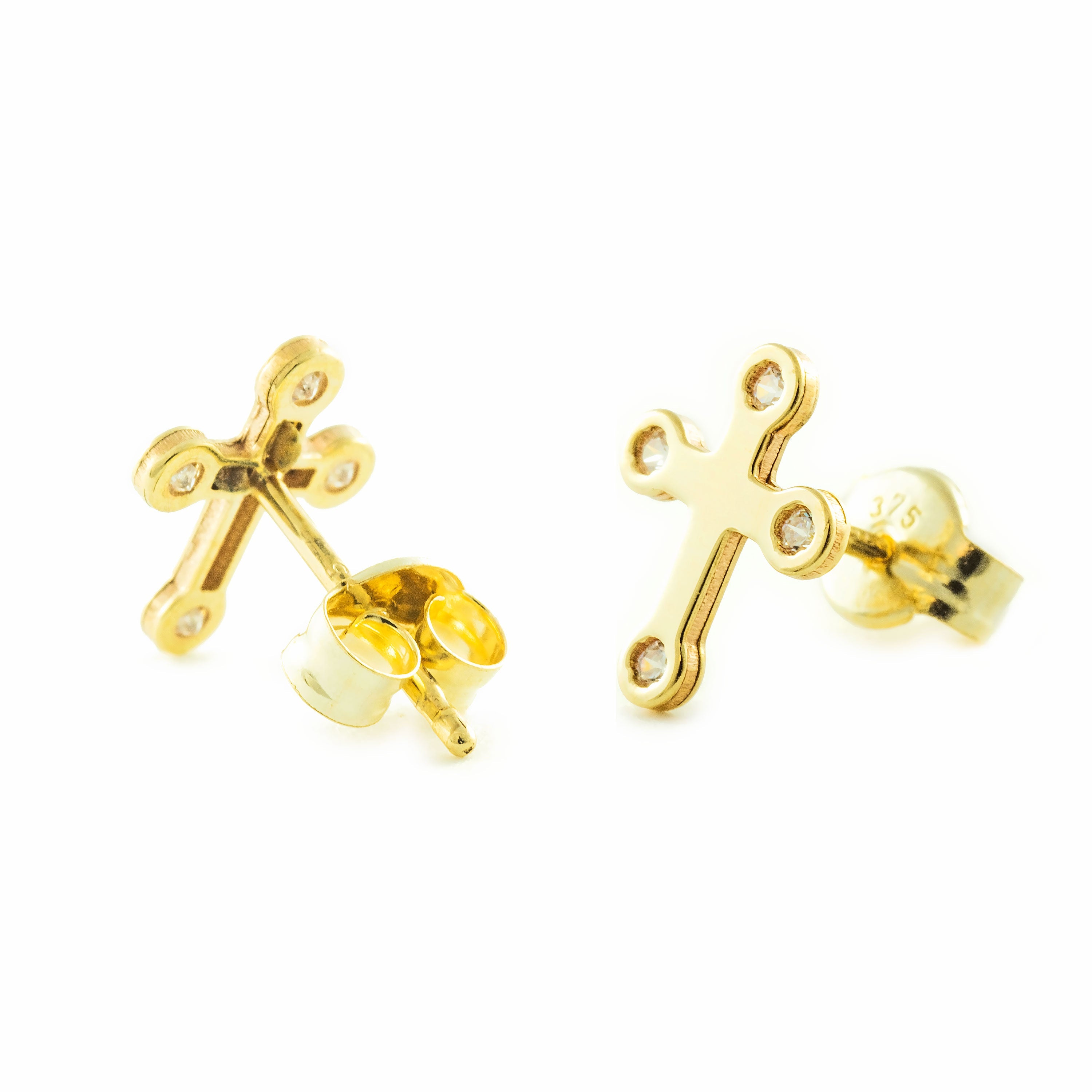 Pendientes Mujer/Niña Oro 9k Cruz Circonita