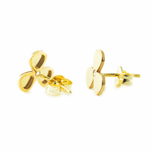 Pendientes Oro 9k Trebol Circonita