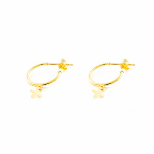 Pendientes Mujer Oro 9k Aros Cruz