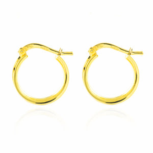 Pendientes Mujer Oro Bicolor 18k Aros Texturado 14x3 mm