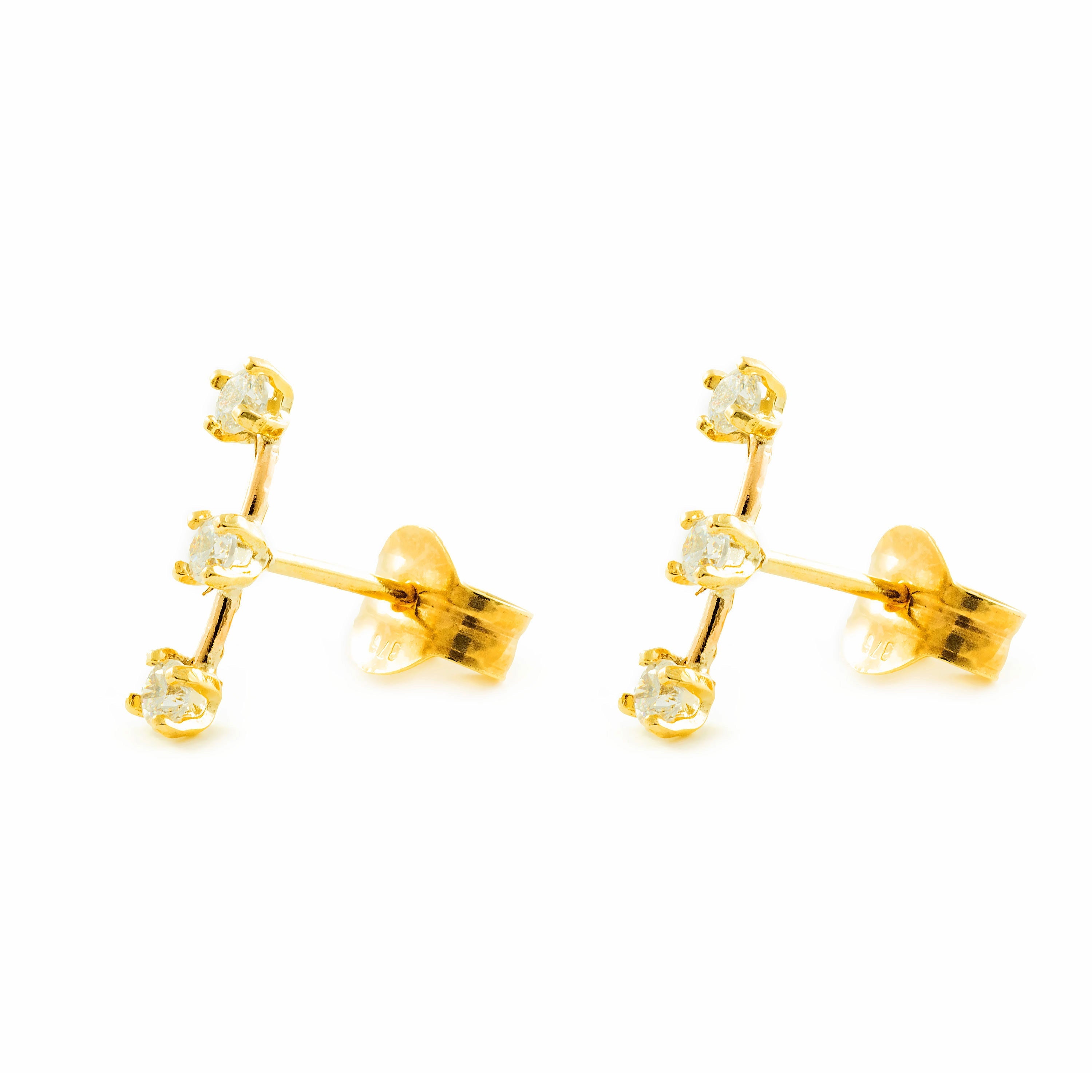 Pendientes Bebe Oro 9k Garra Circonita 4 mm