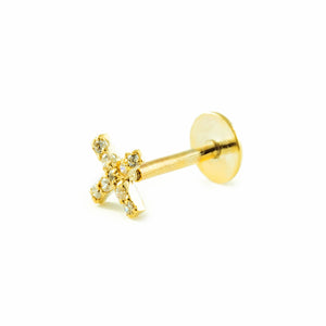 Piercing Oro cartilago cruz 4 mm (9kts)