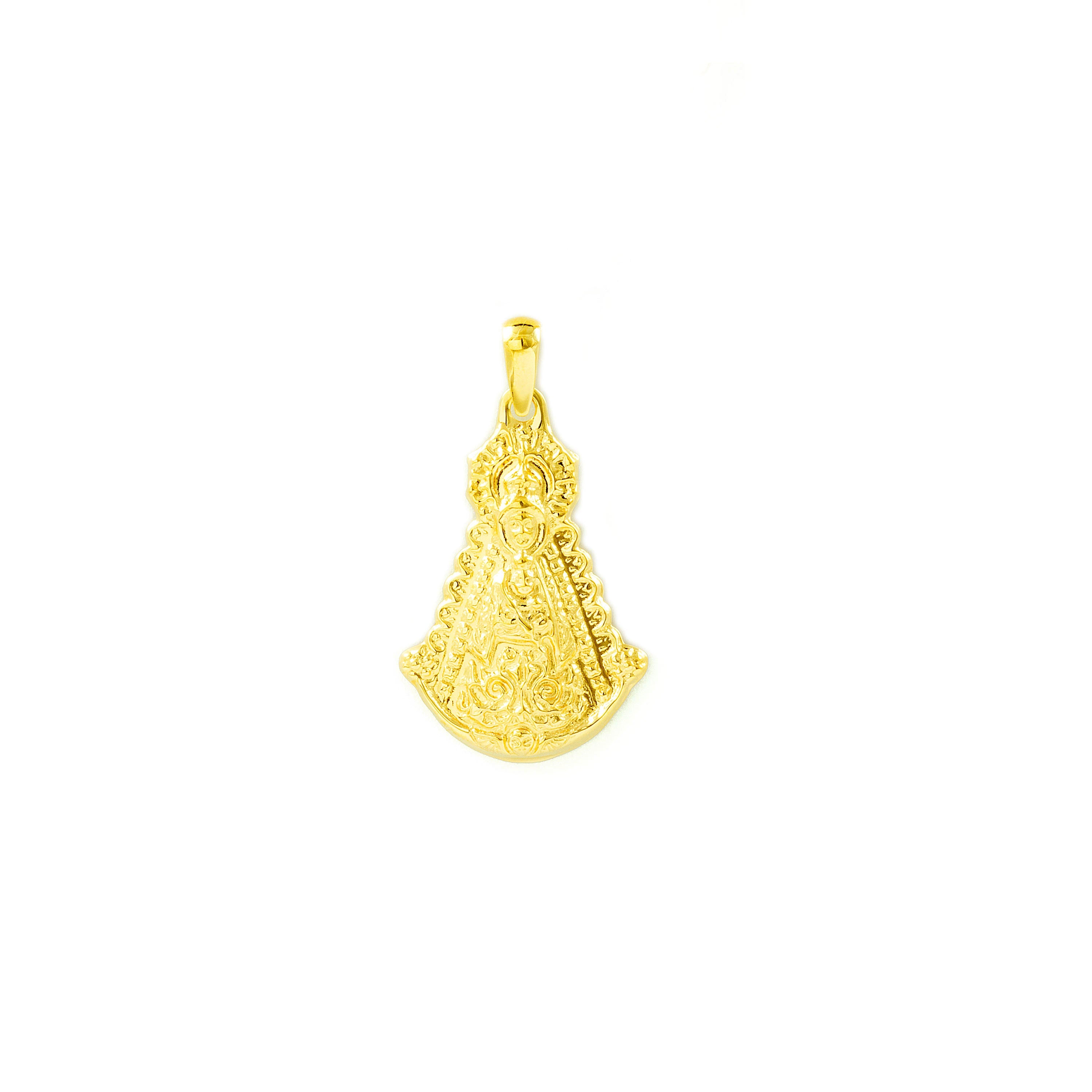 18K Yellow Gold Medal Small Virgen del Rocío Shine 19 x 12 mm