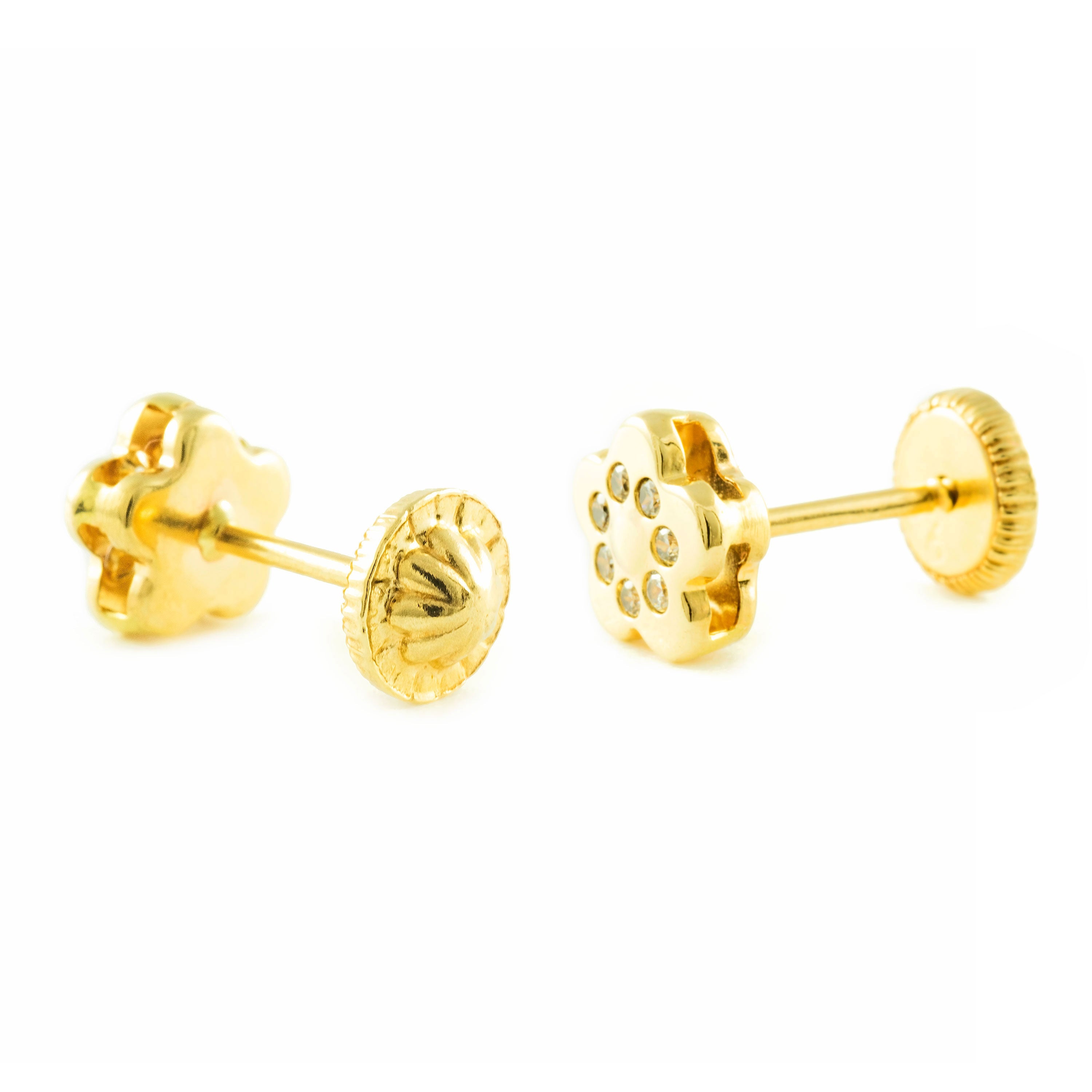 Pendientes Bebe/Niña Oro 9k Flor Circonita