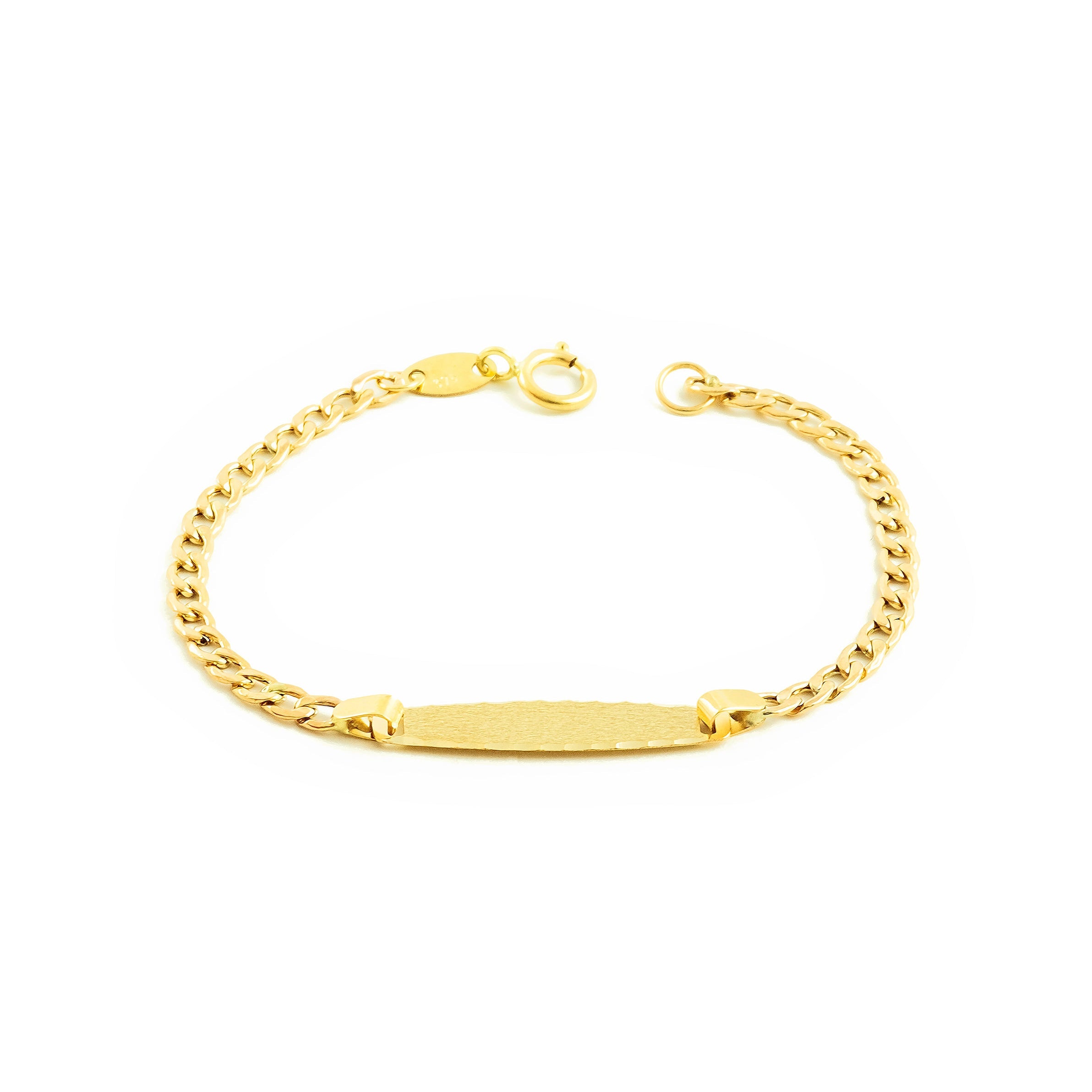Baby-Girl Bracelet 9K Yellow Gold Personalized Matte and Shiny Curved Slave 12 cm