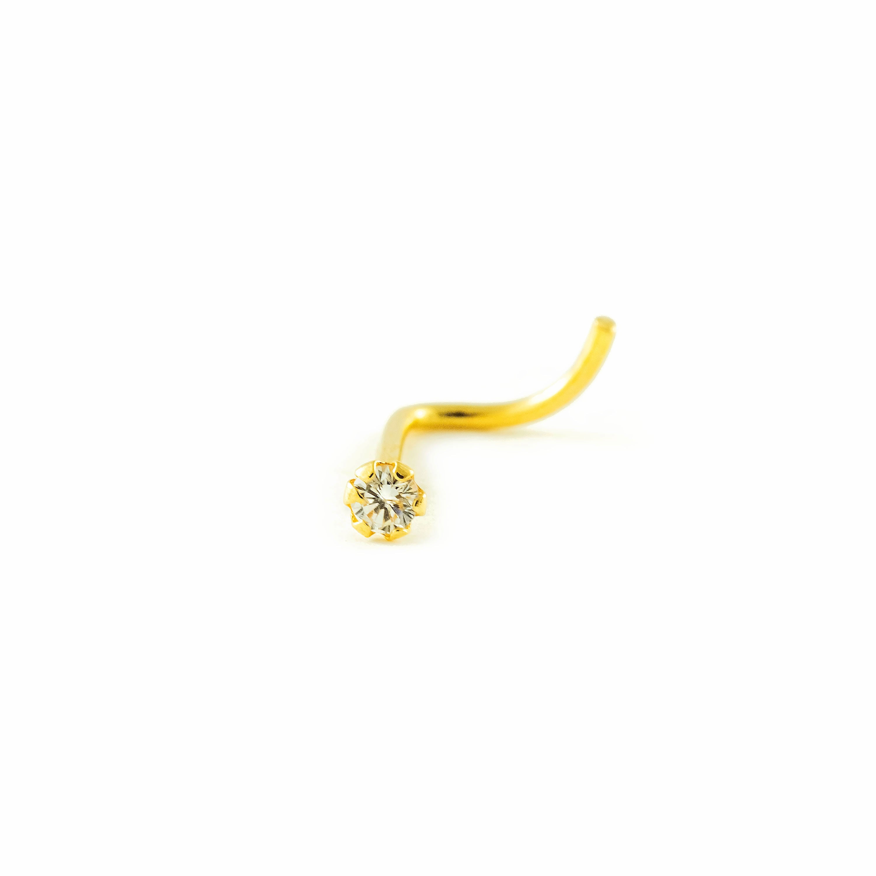 Piercing Oro Nariz garra con circón 2 mm (9kts)