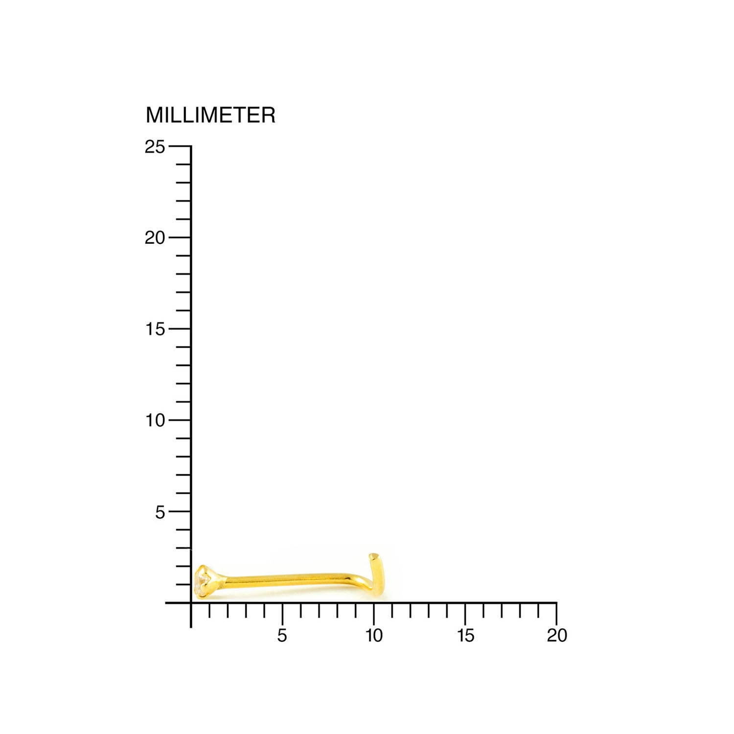 Piercing Oro Nariz garra con circón 2 mm (9kts)