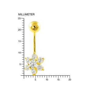 Piercing Oro Ombligo trebol con circonita (18kts)