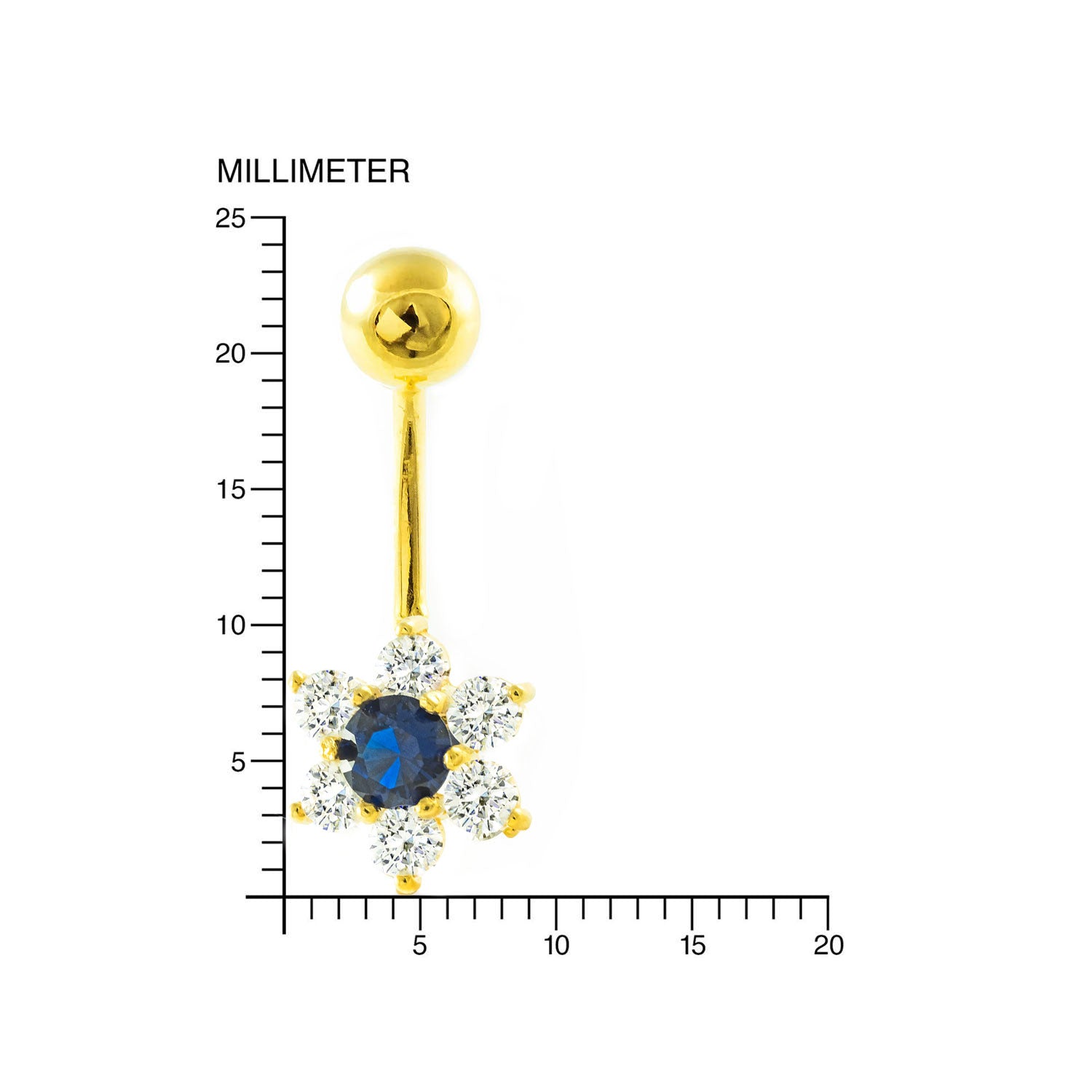 Piercing Oro Ombligo trebol con circonita (9kts)